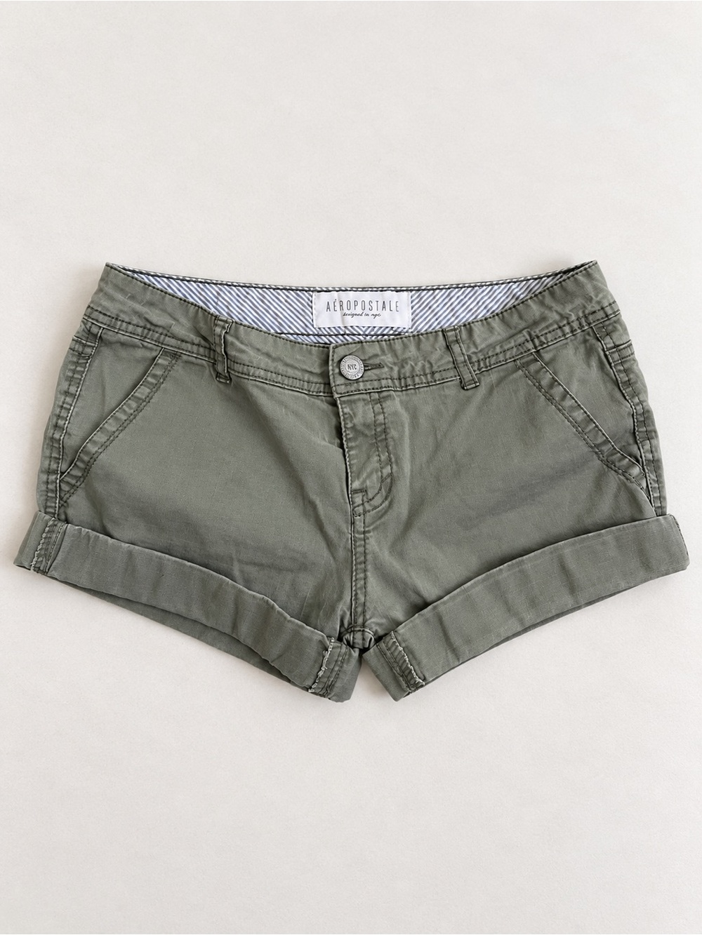 Aeropostale Olive Green Low Rise Micro Shorts